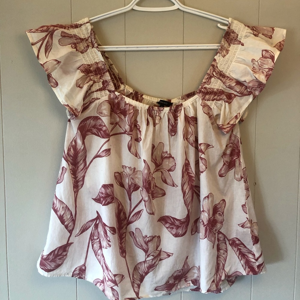 Womens off the shoulder floral RW&Co blouse size S